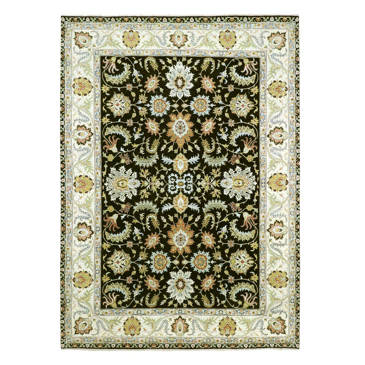 8'11" x 12'5" New Hand Knotted Black Wool Rectangle Oriental Rug - MOA10283197