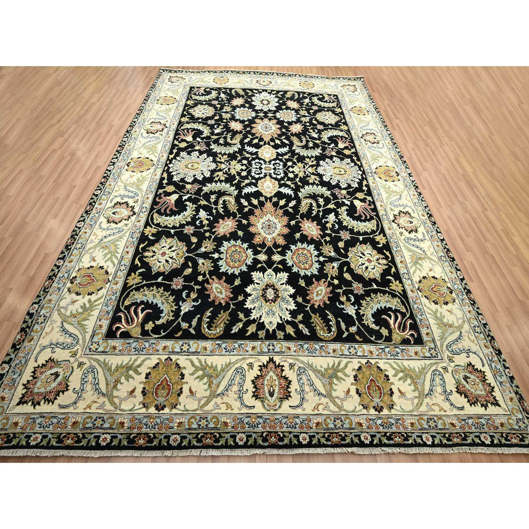 8'11" x 12'5" New Hand Knotted Black Wool Rectangle Oriental Rug - MOA10283197