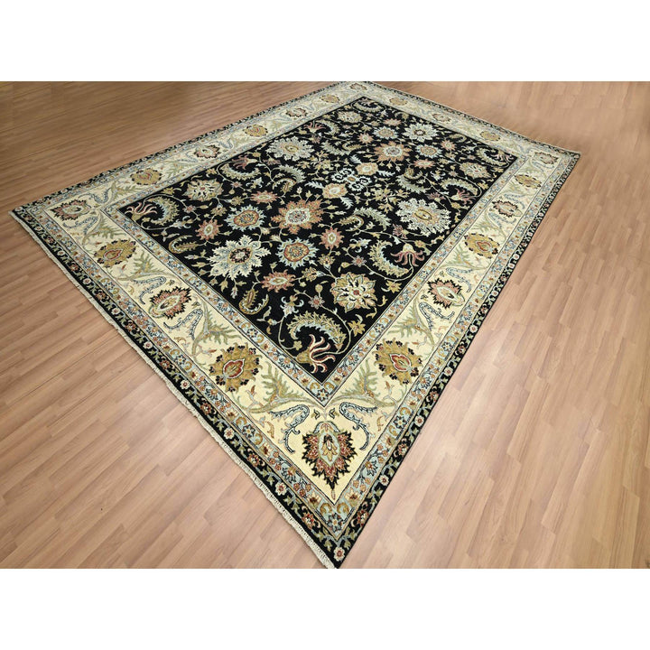 8'11" x 12'5" New Hand Knotted Black Wool Rectangle Oriental Rug - MOA10283197