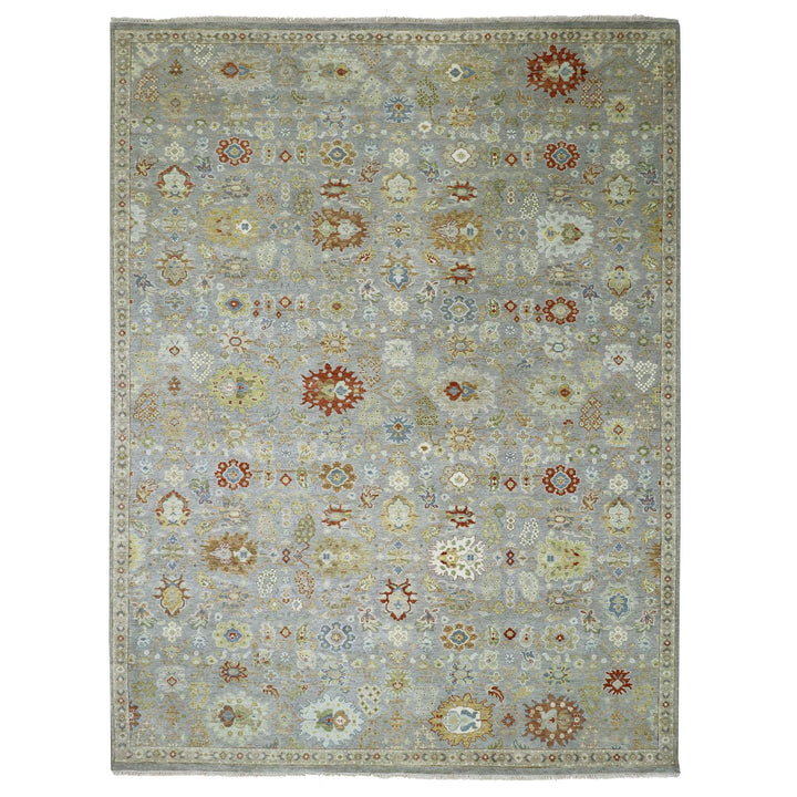 9'2" x 12'0" New Hand Knotted Grey Wool Rectangle Oriental Rug - MOA10283198