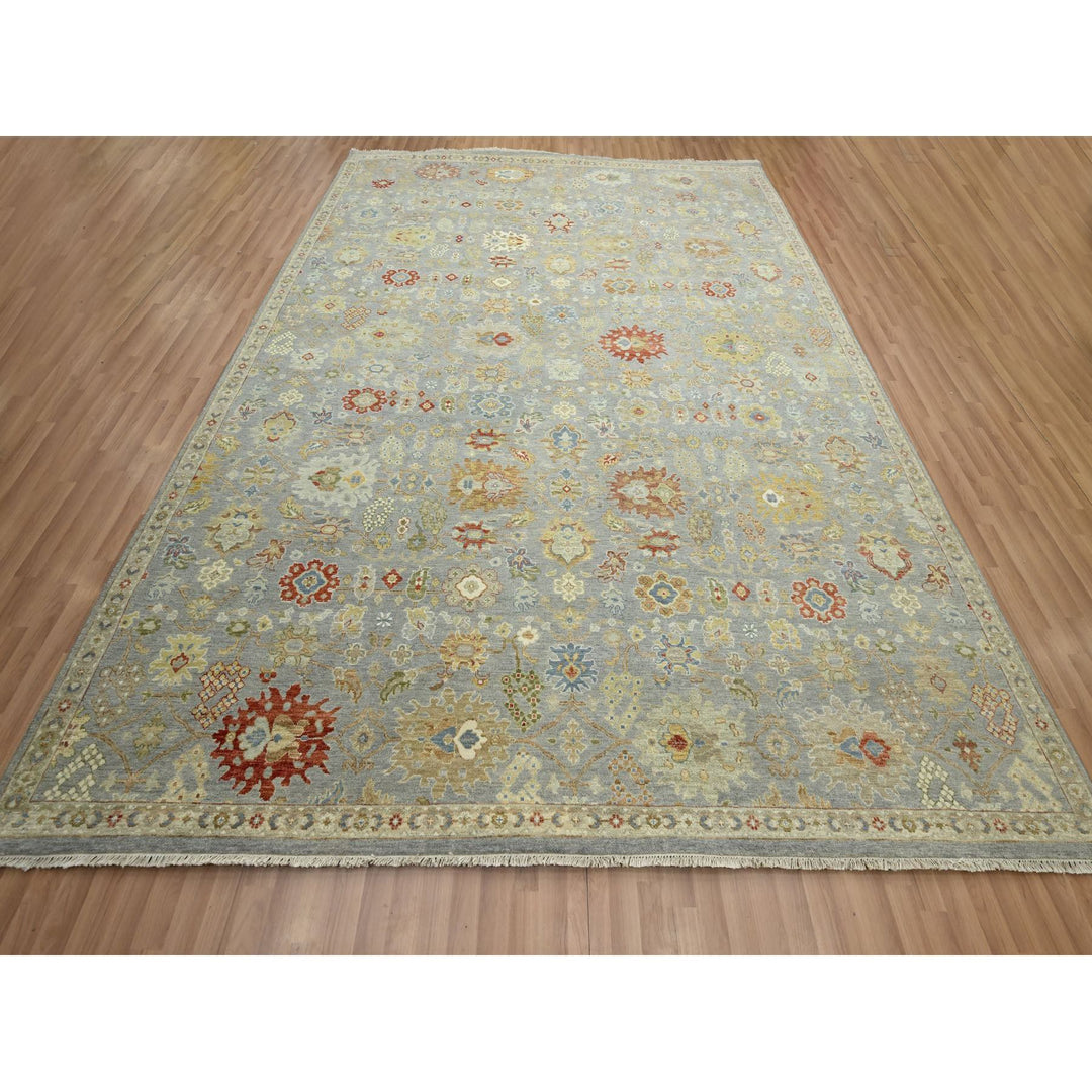 9'2" x 12'0" New Hand Knotted Grey Wool Rectangle Oriental Rug - MOA10283198