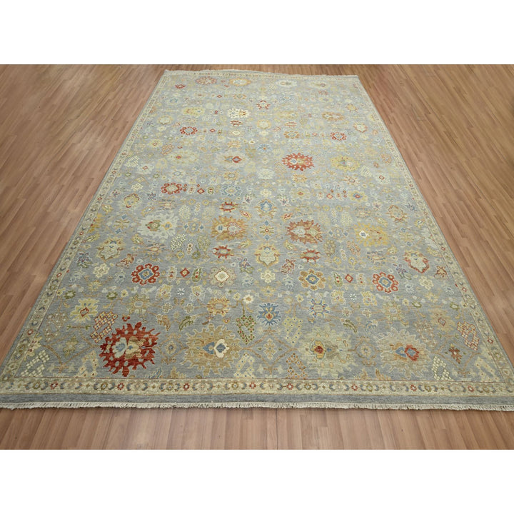 9'2" x 12'0" New Hand Knotted Grey Wool Rectangle Oriental Rug - MOA10283198