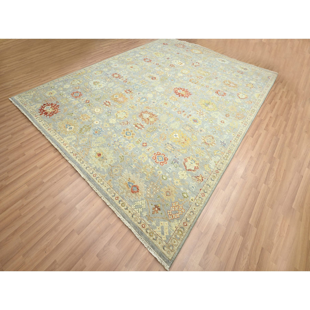 9'2" x 12'0" New Hand Knotted Grey Wool Rectangle Oriental Rug - MOA10283198