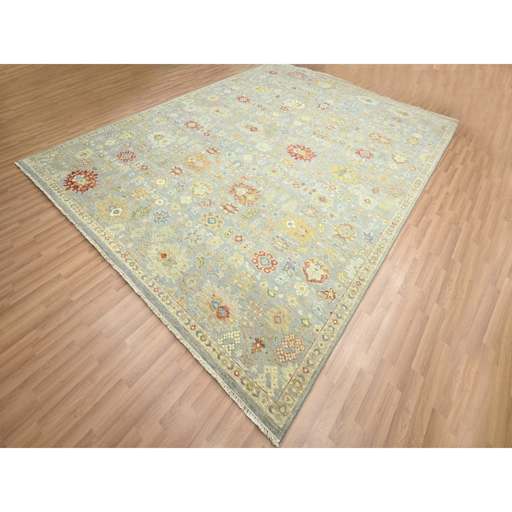 9'2" x 12'0" New Hand Knotted Grey Wool Rectangle Oriental Rug - MOA10283198