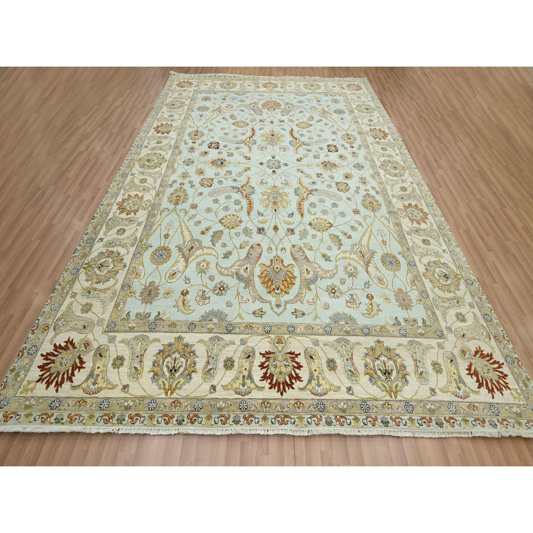 9'0" x 12'0" New Hand Knotted Blue Wool Rectangle Oriental Rug - MOA10283199