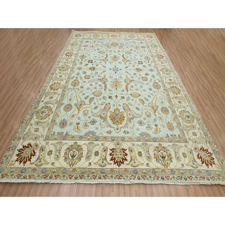 9'0" x 12'0" New Hand Knotted Blue Wool Rectangle Oriental Rug - MOA10283199