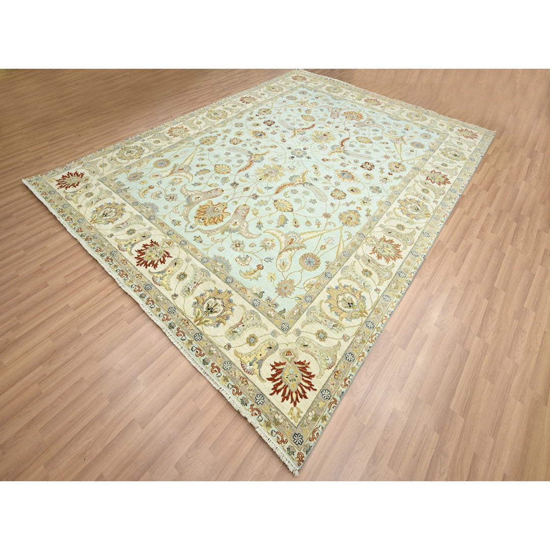 9'0" x 12'0" New Hand Knotted Blue Wool Rectangle Oriental Rug - MOA10283199