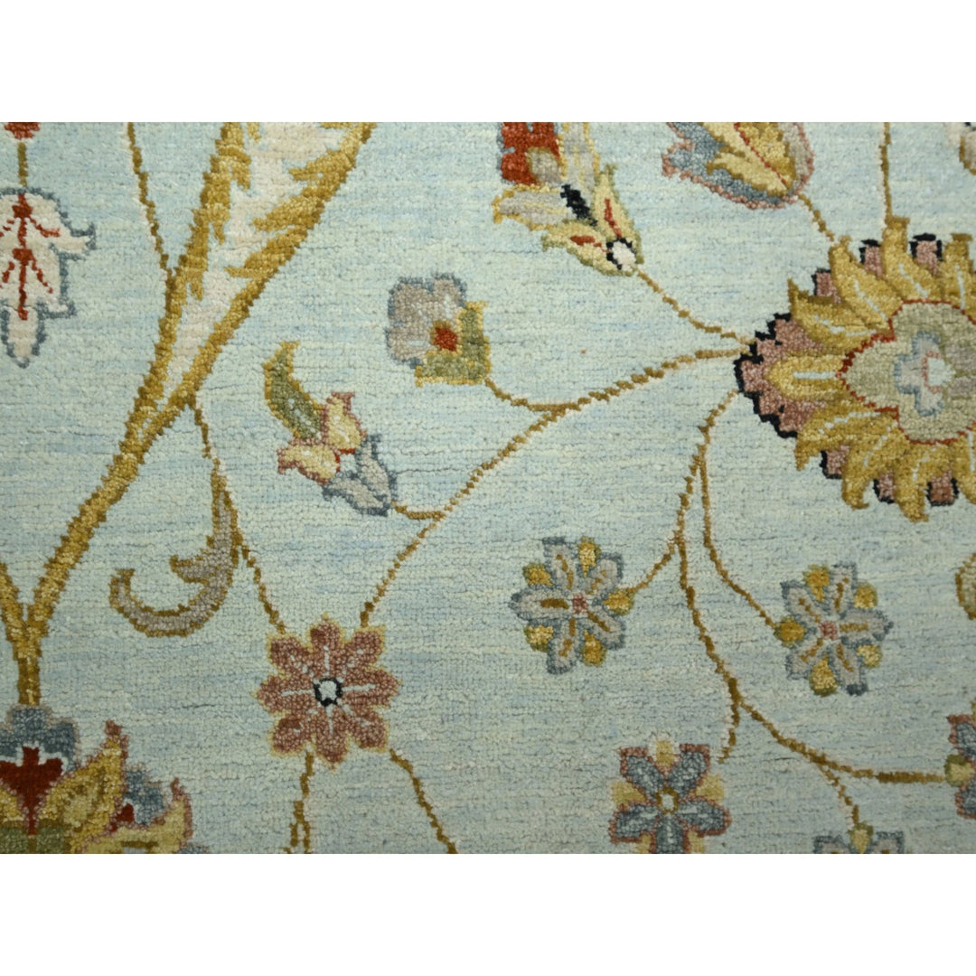 9'0" x 12'0" New Hand Knotted Blue Wool Rectangle Oriental Rug - MOA10283199