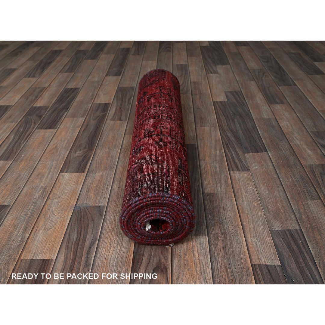 2'11" x 10'11" Vintage Hand Knotted Orange Wool Runner Oriental Rug - MOA102831