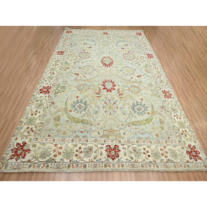 9'1" x 12'3" New Hand Knotted Grey Wool Rectangle Oriental Rug - MOA10283200