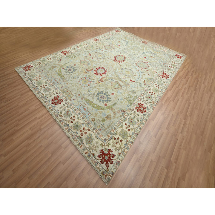 9'1" x 12'3" New Hand Knotted Grey Wool Rectangle Oriental Rug - MOA10283200