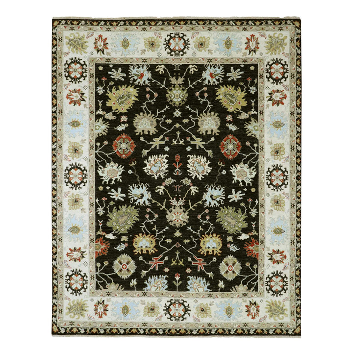 7'11" x 10'1" New Hand Knotted Black Wool Rectangle Oriental Rug - MOA10283201