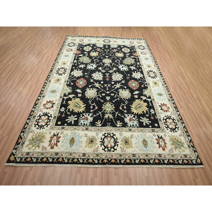 7'11" x 10'1" New Hand Knotted Black Wool Rectangle Oriental Rug - MOA10283201