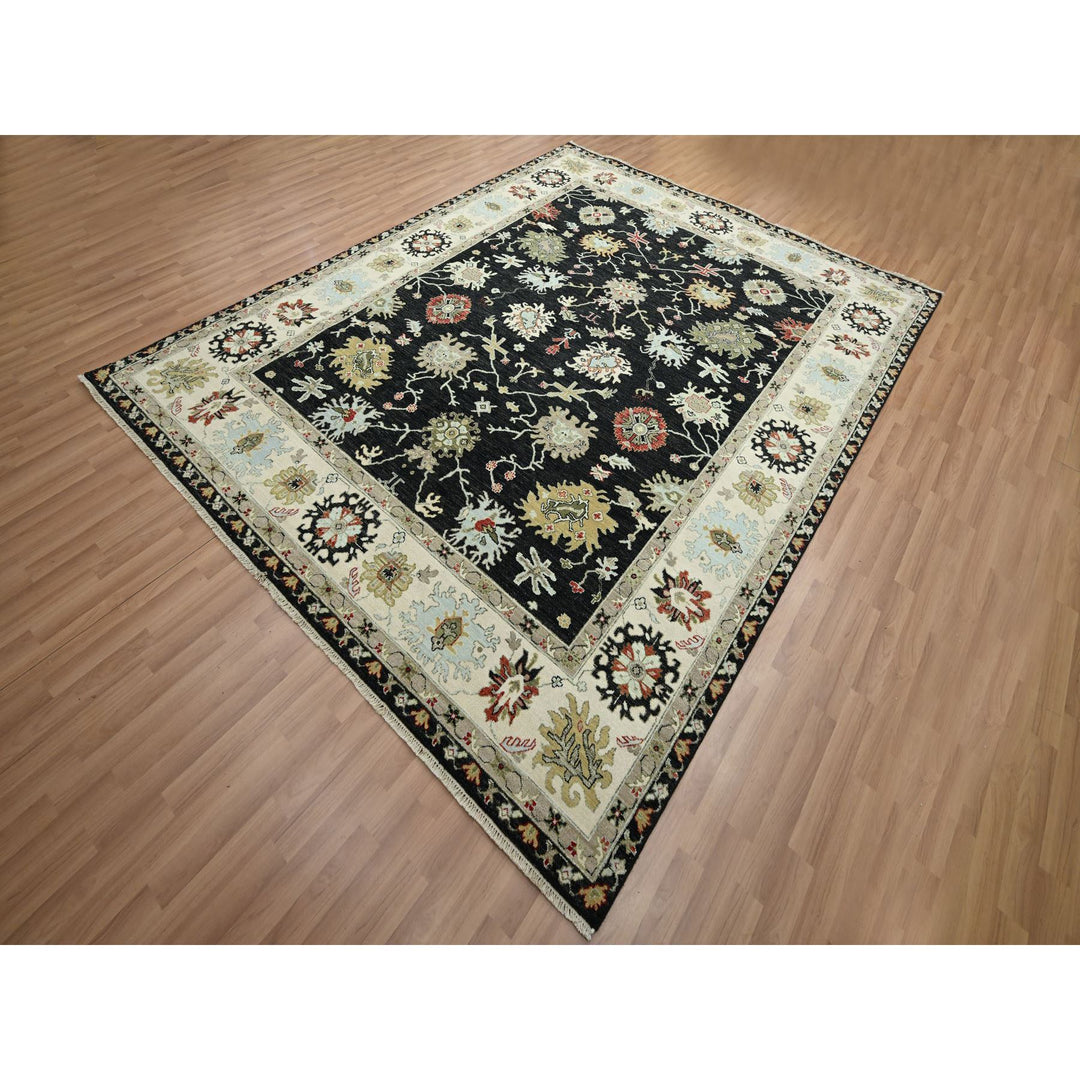 7'11" x 10'1" New Hand Knotted Black Wool Rectangle Oriental Rug - MOA10283201