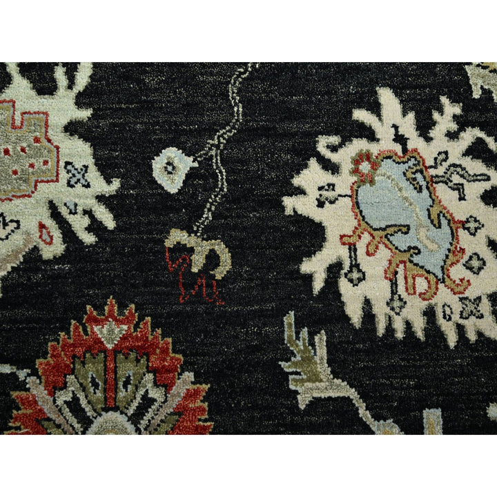 7'11" x 10'1" New Hand Knotted Black Wool Rectangle Oriental Rug - MOA10283201