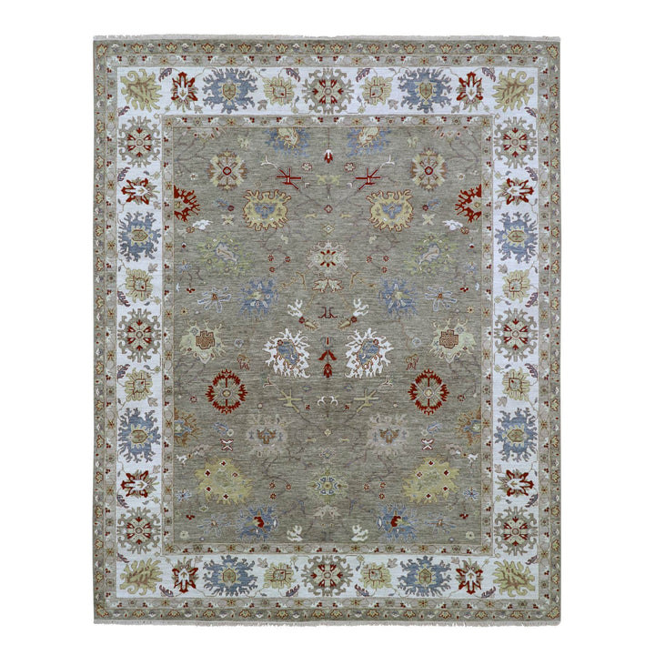 8'1" x 10'1" New Hand Knotted Grey Wool Rectangle Oriental Rug - MOA10283202