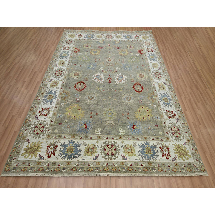 8'1" x 10'1" New Hand Knotted Grey Wool Rectangle Oriental Rug - MOA10283202