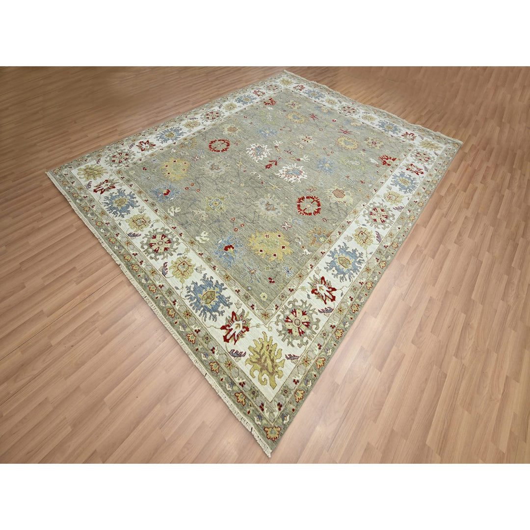 8'1" x 10'1" New Hand Knotted Grey Wool Rectangle Oriental Rug - MOA10283202