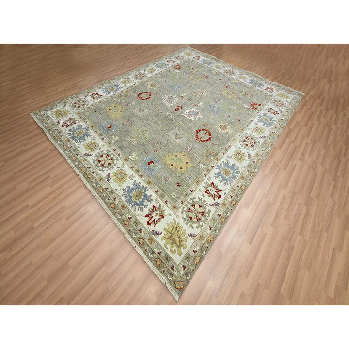 8'1" x 10'1" New Hand Knotted Grey Wool Rectangle Oriental Rug - MOA10283202