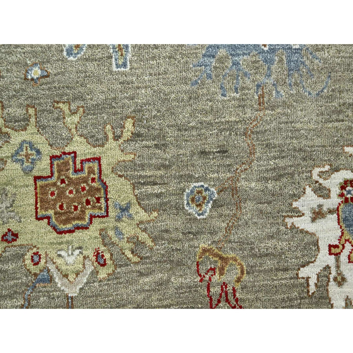 8'1" x 10'1" New Hand Knotted Grey Wool Rectangle Oriental Rug - MOA10283202