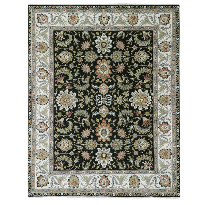 8'1" x 10'3" New Hand Knotted Black Wool Rectangle Oriental Rug - MOA10283203