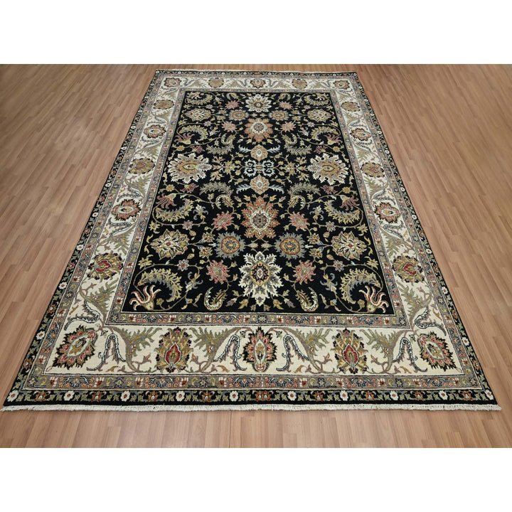 8'1" x 10'3" New Hand Knotted Black Wool Rectangle Oriental Rug - MOA10283203