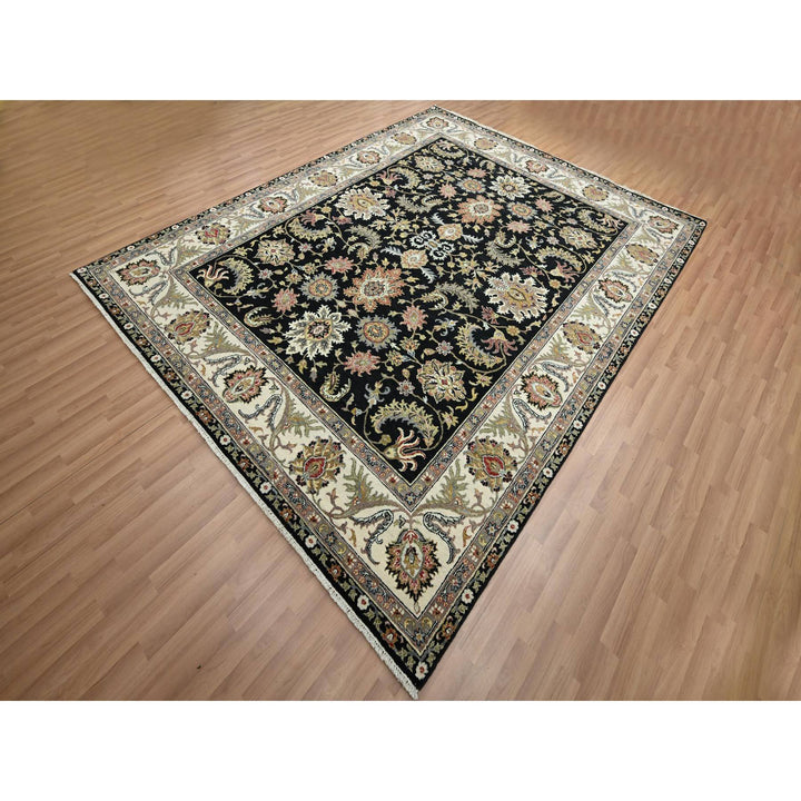8'1" x 10'3" New Hand Knotted Black Wool Rectangle Oriental Rug - MOA10283203