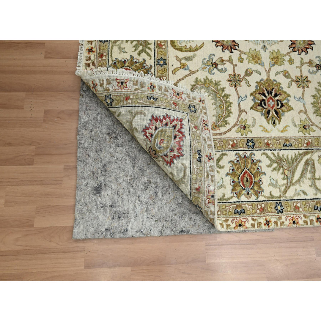 6'1" x 9'3" New Hand Knotted Ivory Wool Rectangle Oriental Rug - MOA10283205