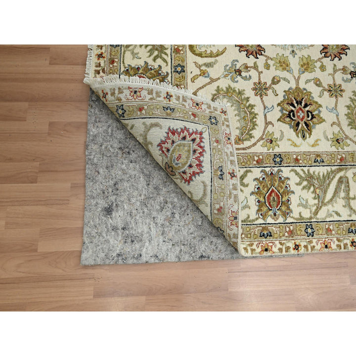 6'1" x 9'3" New Hand Knotted Ivory Wool Rectangle Oriental Rug - MOA10283205