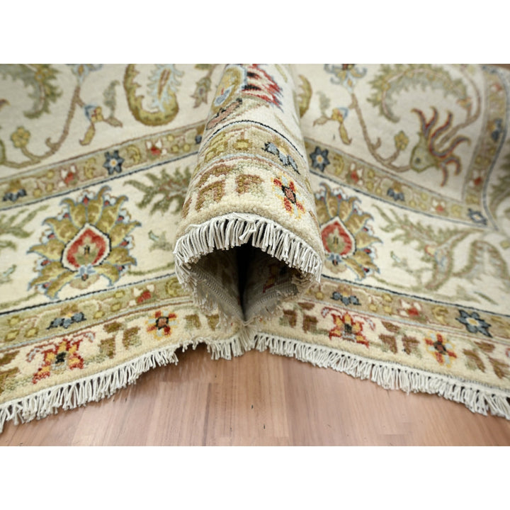 6'1" x 9'3" New Hand Knotted Ivory Wool Rectangle Oriental Rug - MOA10283205