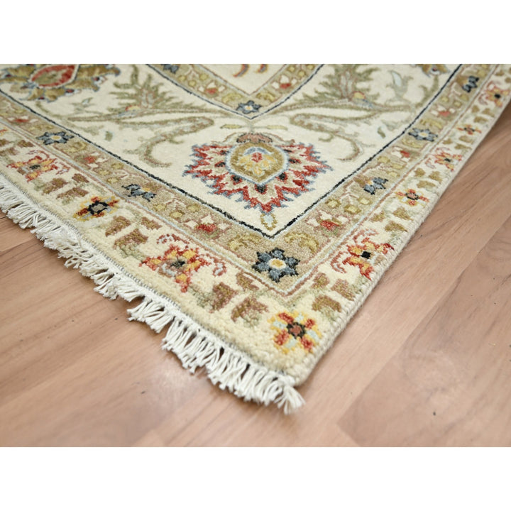 6'1" x 9'3" New Hand Knotted Ivory Wool Rectangle Oriental Rug - MOA10283205