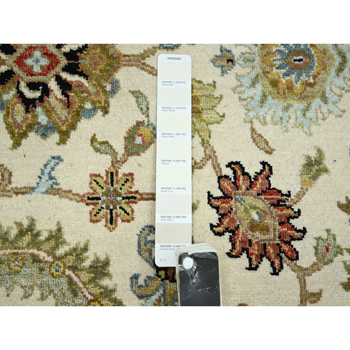 6'1" x 9'3" New Hand Knotted Ivory Wool Rectangle Oriental Rug - MOA10283205