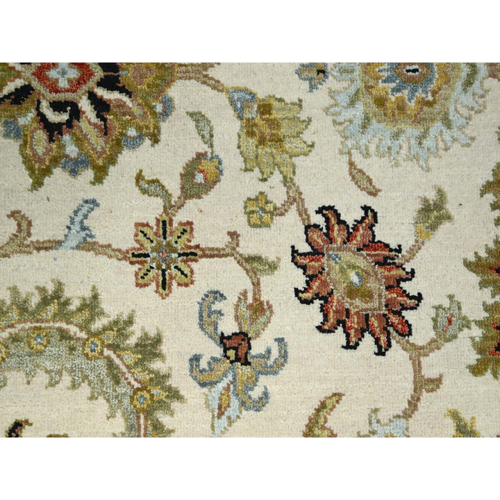 6'1" x 9'3" New Hand Knotted Ivory Wool Rectangle Oriental Rug - MOA10283205