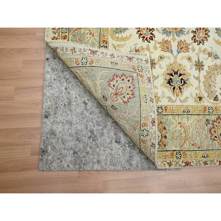 6'2" x 9'2" New Hand Knotted Ivory Wool Rectangle Oriental Rug - MOA10283206
