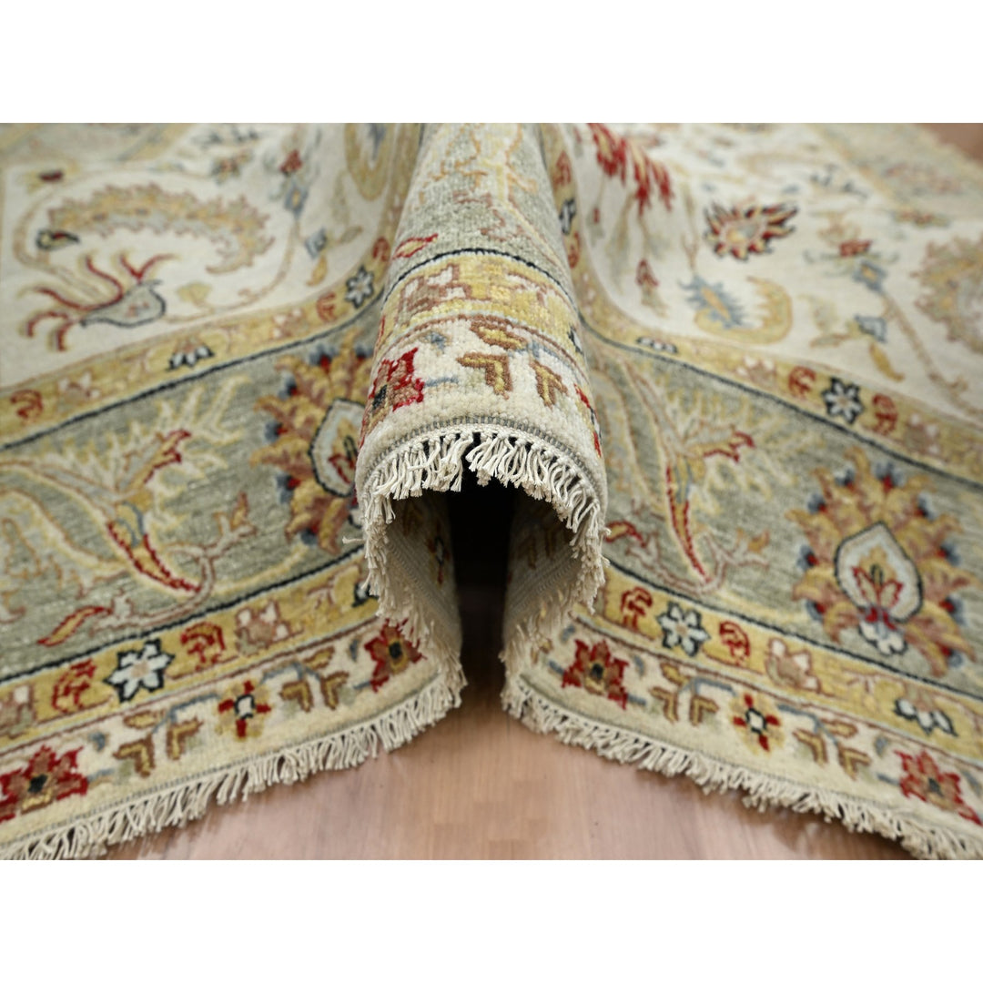 6'2" x 9'2" New Hand Knotted Ivory Wool Rectangle Oriental Rug - MOA10283206