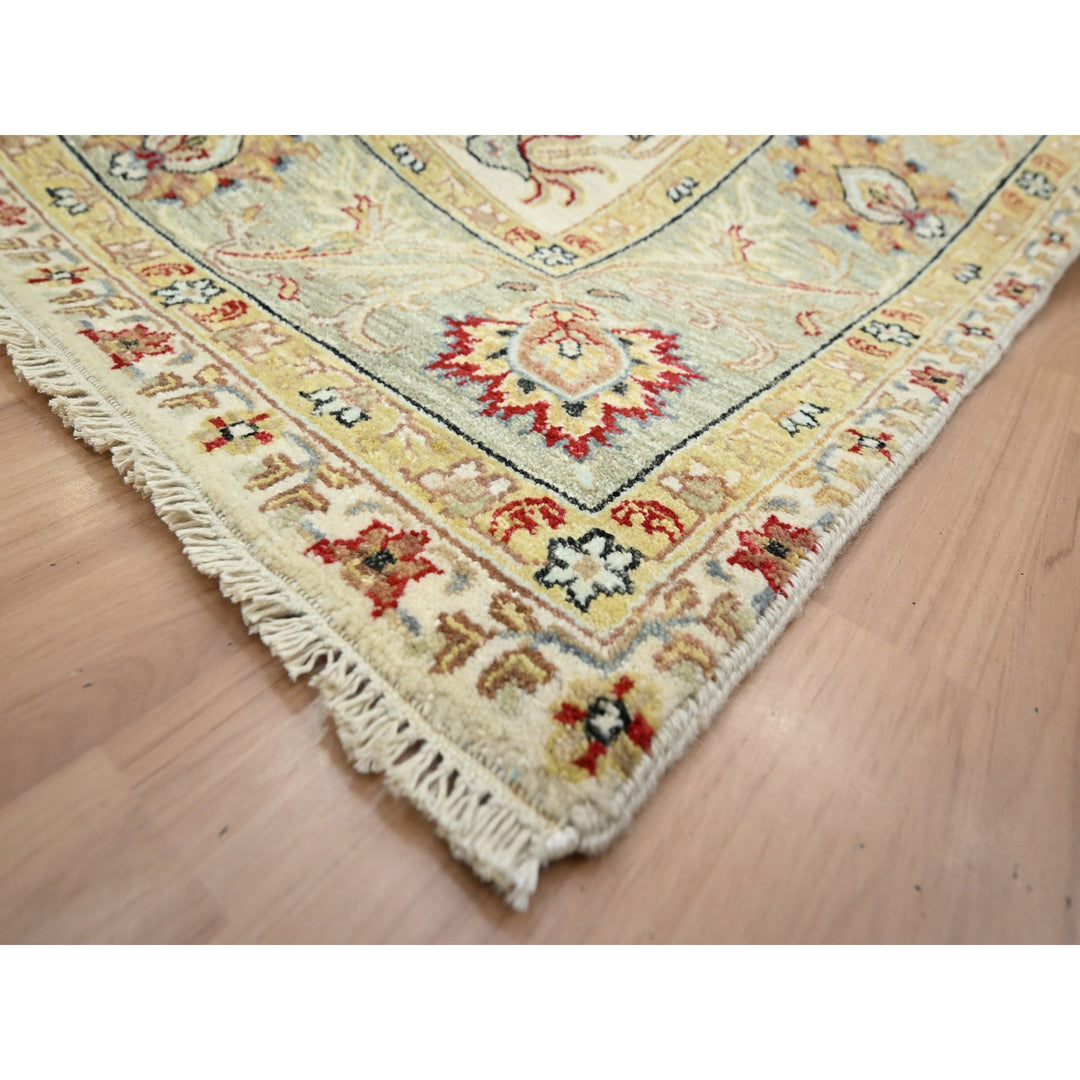 6'2" x 9'2" New Hand Knotted Ivory Wool Rectangle Oriental Rug - MOA10283206