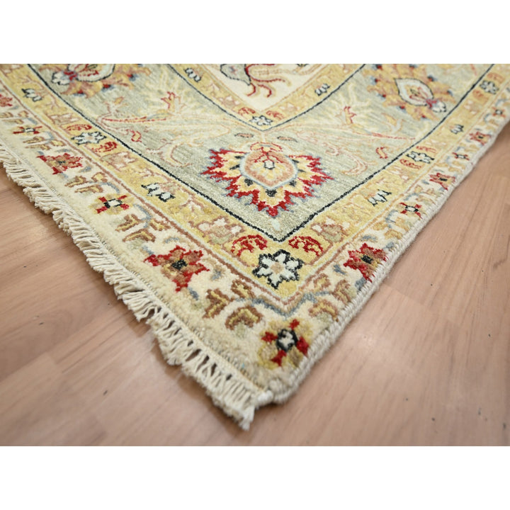 6'2" x 9'2" New Hand Knotted Ivory Wool Rectangle Oriental Rug - MOA10283206