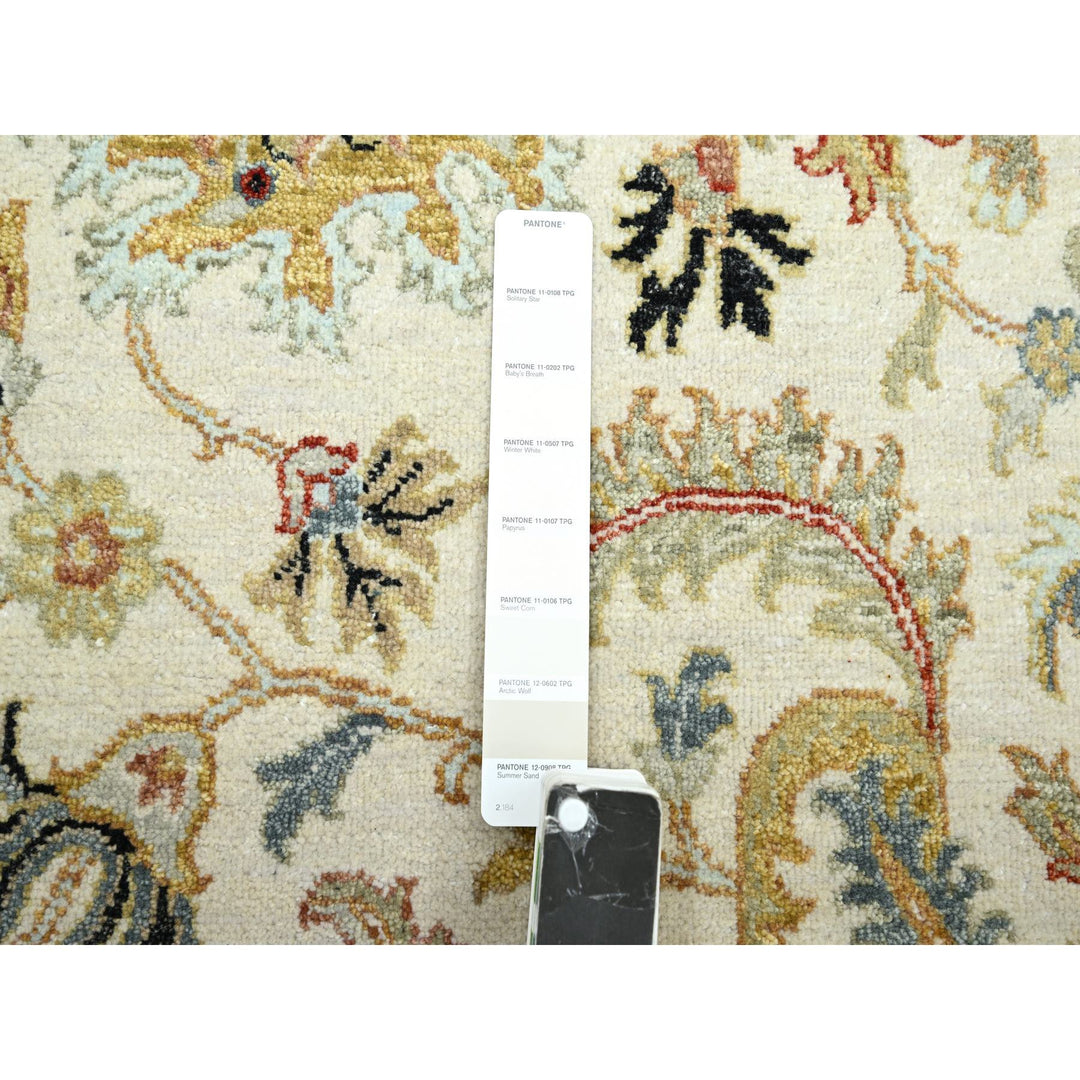 6'2" x 9'2" New Hand Knotted Ivory Wool Rectangle Oriental Rug - MOA10283206