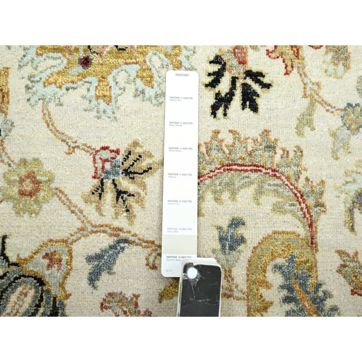 6'2" x 9'2" New Hand Knotted Ivory Wool Rectangle Oriental Rug - MOA10283206