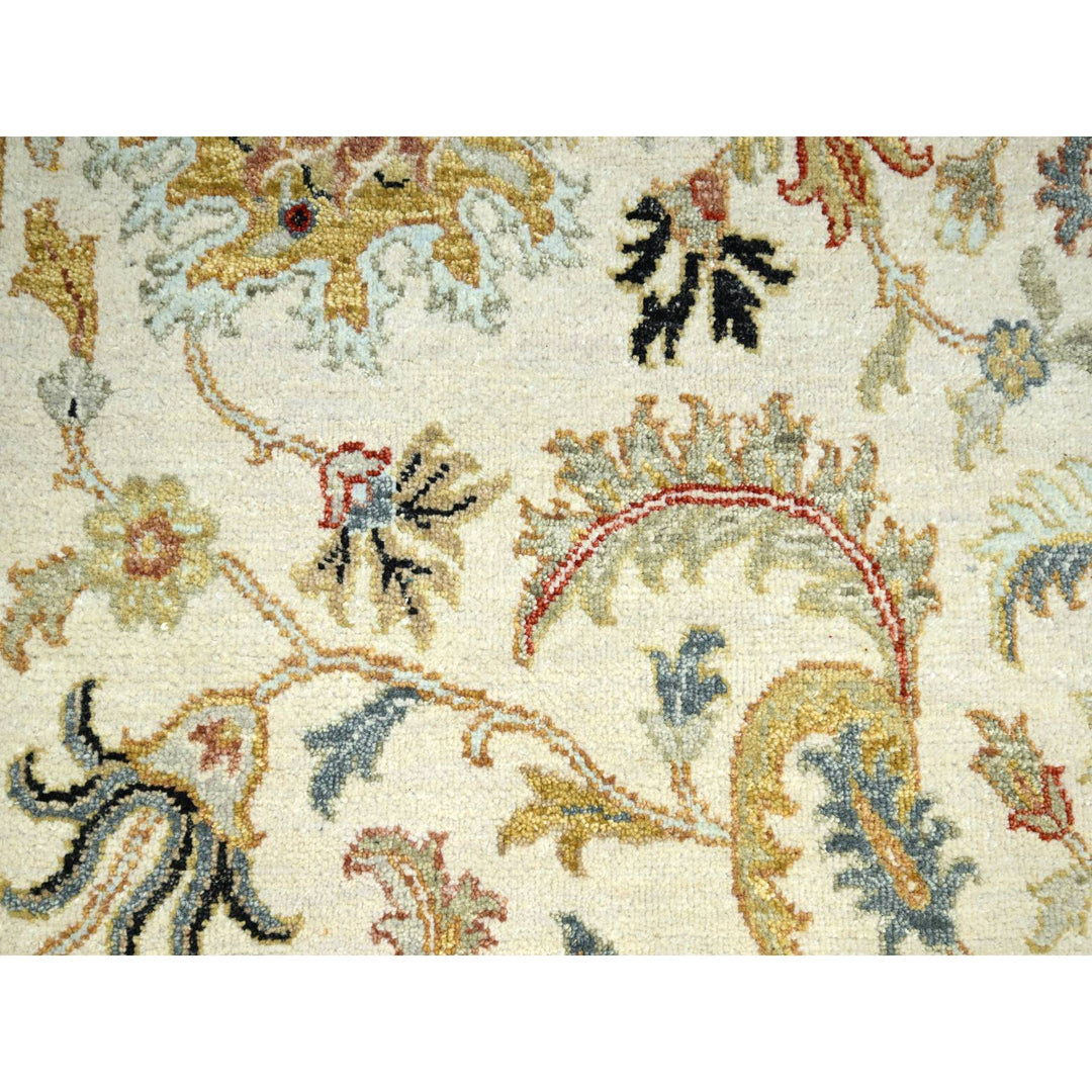 6'2" x 9'2" New Hand Knotted Ivory Wool Rectangle Oriental Rug - MOA10283206