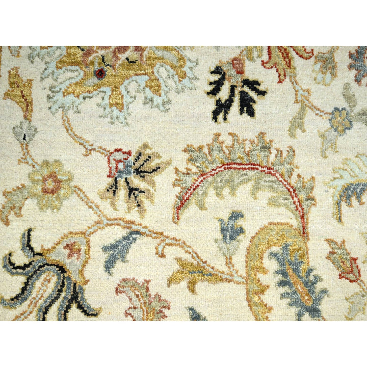 6'2" x 9'2" New Hand Knotted Ivory Wool Rectangle Oriental Rug - MOA10283206