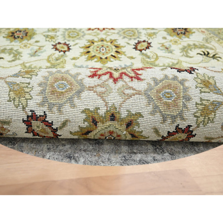 4'1" x 4'2" New Hand Knotted Ivory Wool Round Oriental Rug - MOA10283211