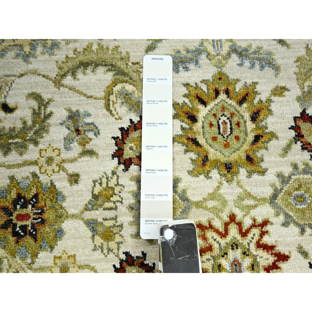 4'1" x 4'2" New Hand Knotted Ivory Wool Round Oriental Rug - MOA10283211