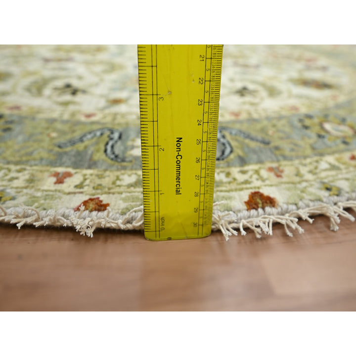 4'1" x 4'2" New Hand Knotted Ivory Wool Round Oriental Rug - MOA10283211