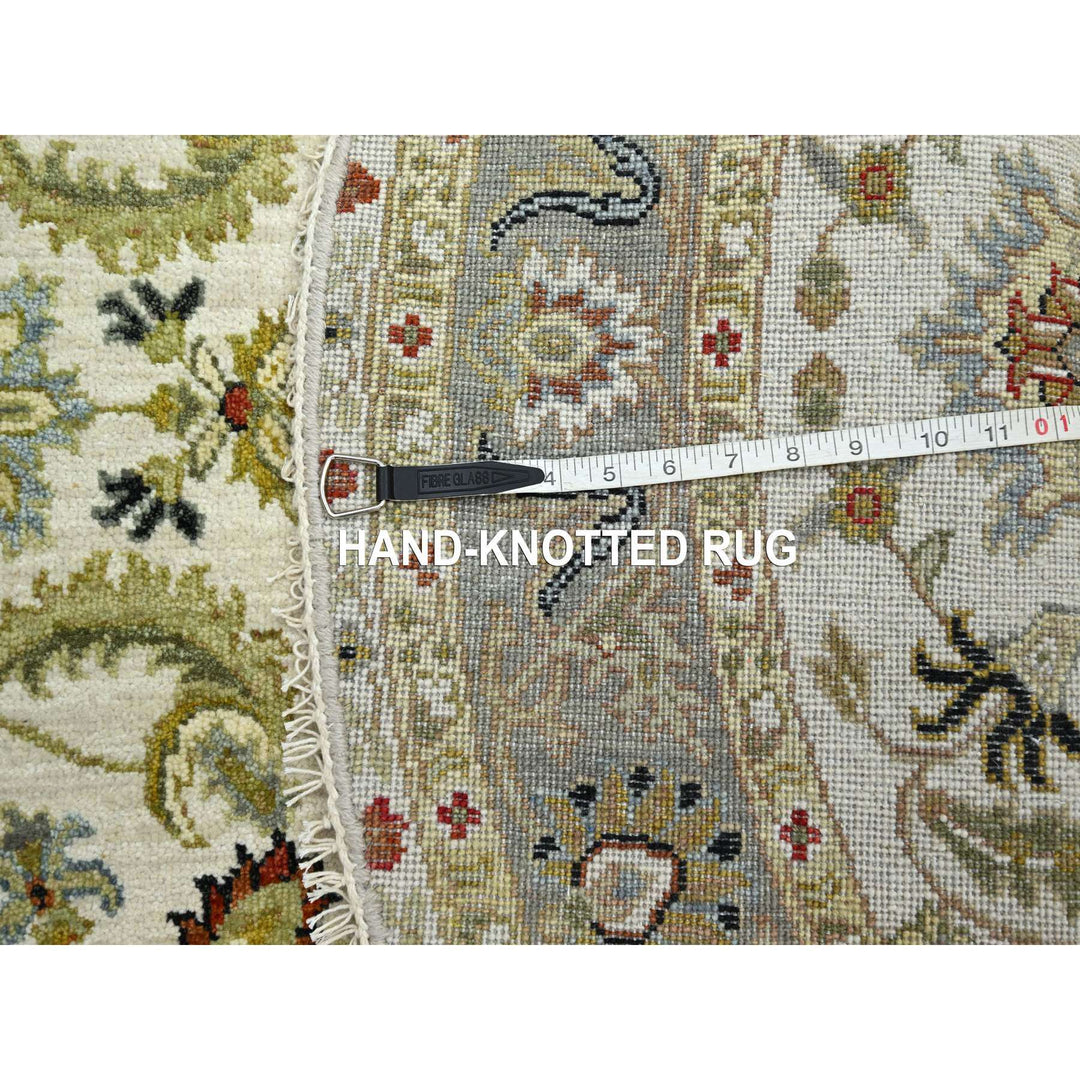 4'1" x 4'2" New Hand Knotted Ivory Wool Round Oriental Rug - MOA10283211