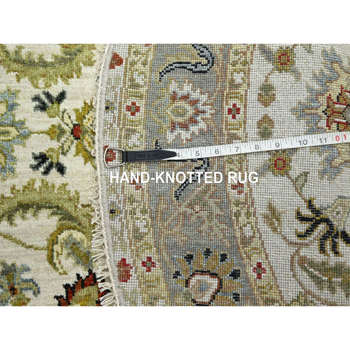 4'1" x 4'2" New Hand Knotted Ivory Wool Round Oriental Rug - MOA10283211