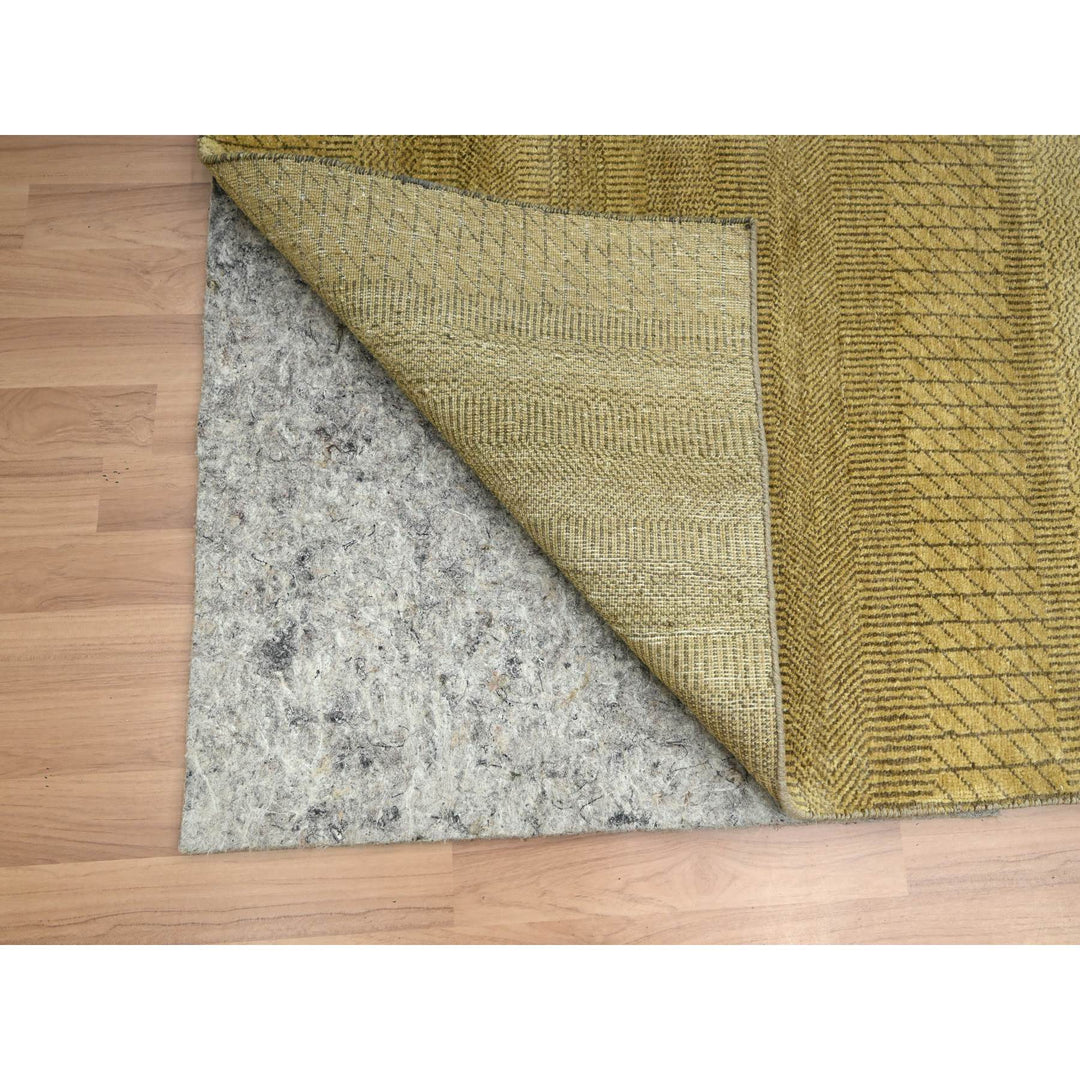 6'1" x 9'6" New Hand Knotted Brown Wool & Silk Rectangle Oriental Rug - MOA10283213