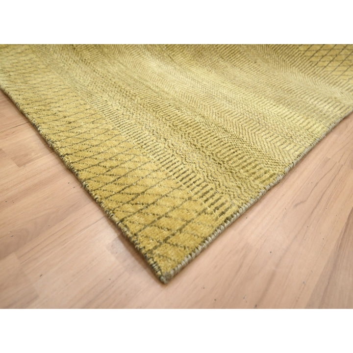 6'1" x 9'6" New Hand Knotted Brown Wool & Silk Rectangle Oriental Rug - MOA10283213