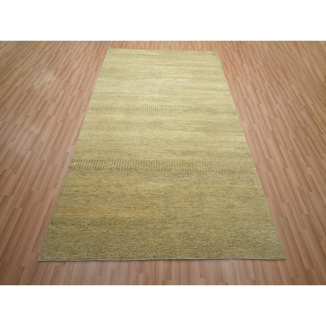 6'0" x 9'0" New Hand Knotted Brown Wool & Silk Rectangle Oriental Rug - MOA10283214