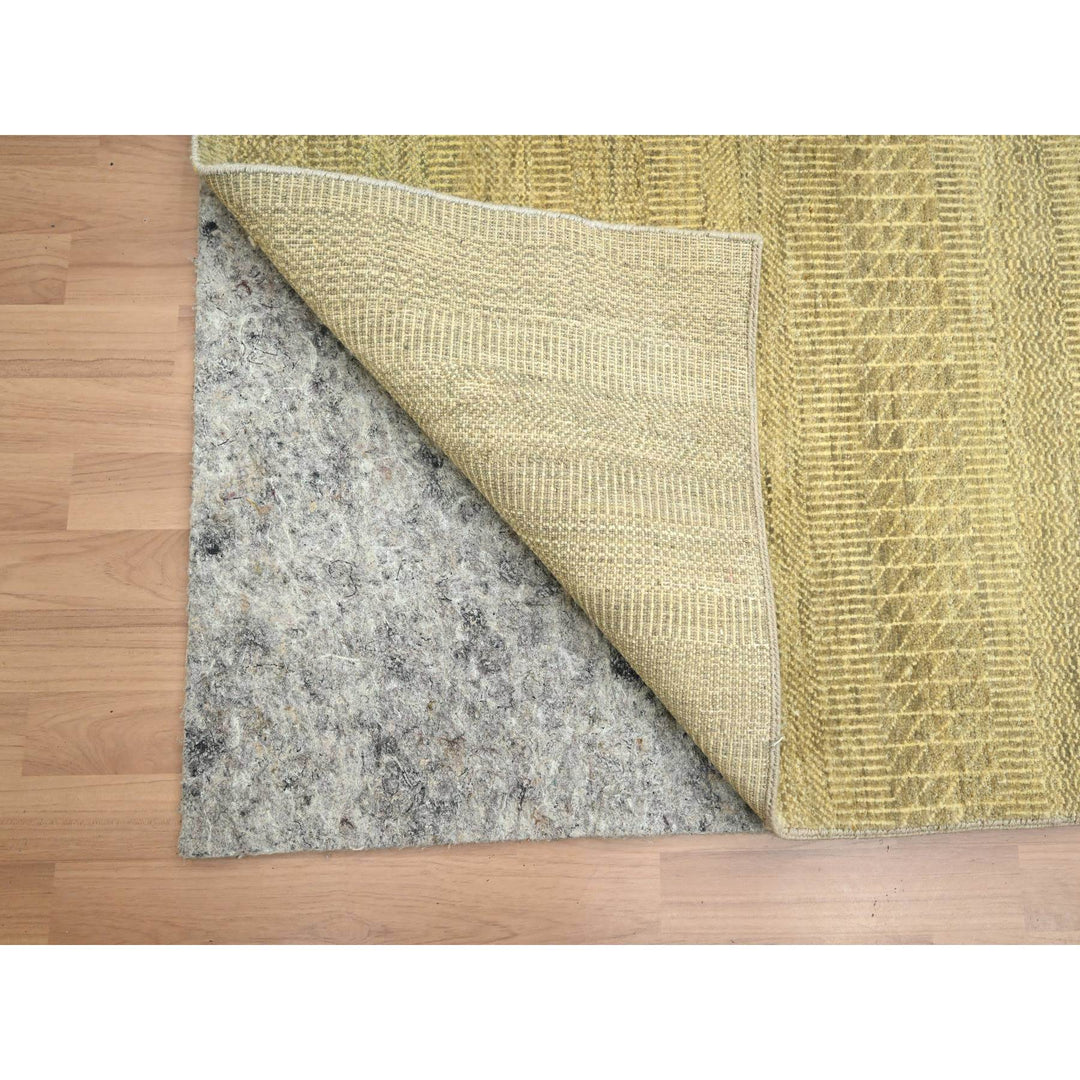 6'0" x 9'0" New Hand Knotted Brown Wool & Silk Rectangle Oriental Rug - MOA10283214
